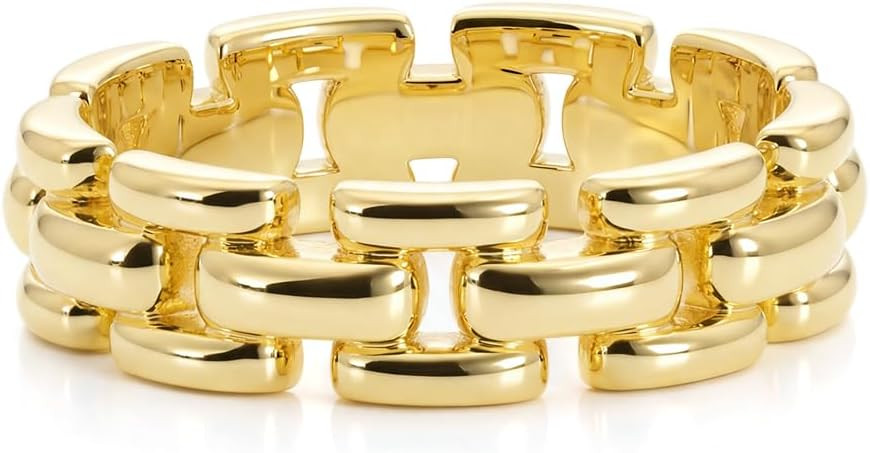 FRUMOS Gold Wedding Rings For Women,14k Stackging Rings Non Tarnish,Chain Cz Promise Rings,Weddin... | Amazon (US)