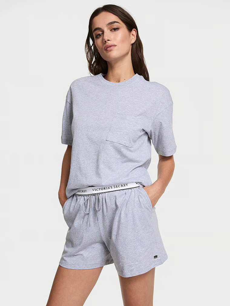 Buy 100% Cotton Short Pajama Set, Medium Heather Grey - Order Pajamas Sets online - Victoria's Se... | Victoria's Secret (US / CA )