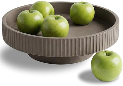 JUPTR Concrete Fruit Bowl (12") – Shallow Fluted Pedestal Decorative Centerpiece Bowl for Table... | Amazon (US)