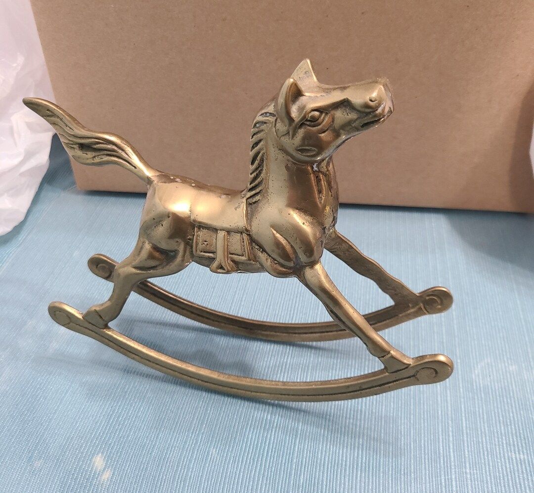 Vintage Brass Rocking Horse Figurine Solid Brass, Nursery Decor, Equestrian | Etsy (US)
