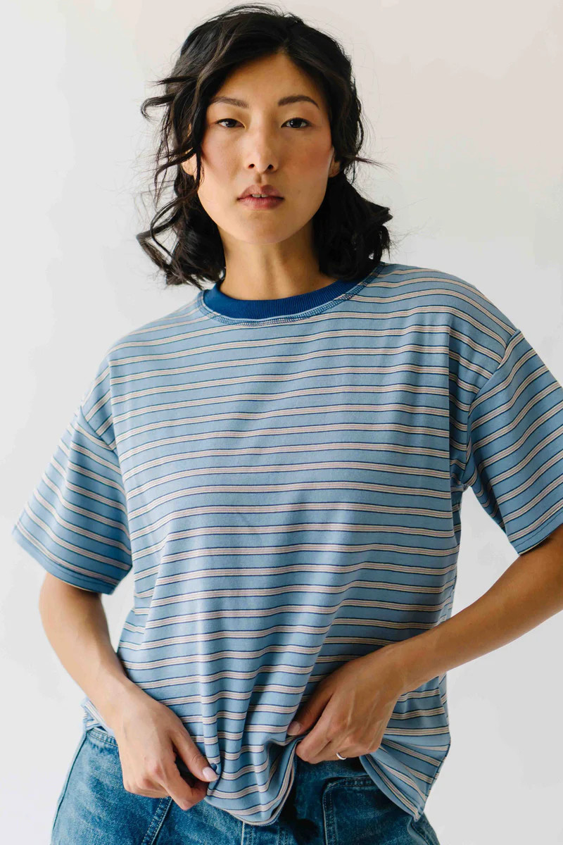 The Dotson Striped Tee in Blue | Piper & Scoot