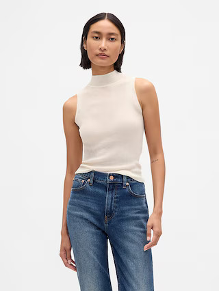 Sheer Rib Mockneck Tank Top | Gap (US)