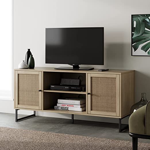 Nathan James 74101 Mina Modern TV Stand, Entertainment Cabinet, Media Console with a Natural Oak ... | Amazon (US)