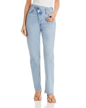 Criss Cross High Rise Straight Leg Jeans in Dimension | Bloomingdale's (US)