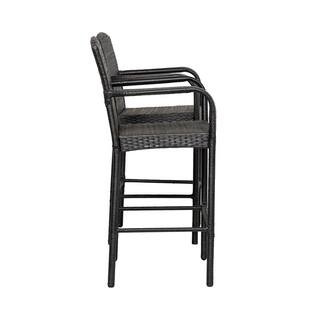 Capri Black Rattan Aluminum Patio Bar Stool (2-Pack) | The Home Depot