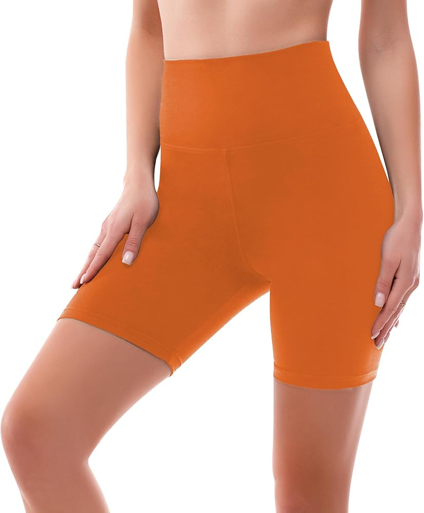 SINOPHANT High Waisted Women Biker Shorts - 6\u201d Buttery Soft Elastic Tummy Control Shorts for... | Amazon (US)