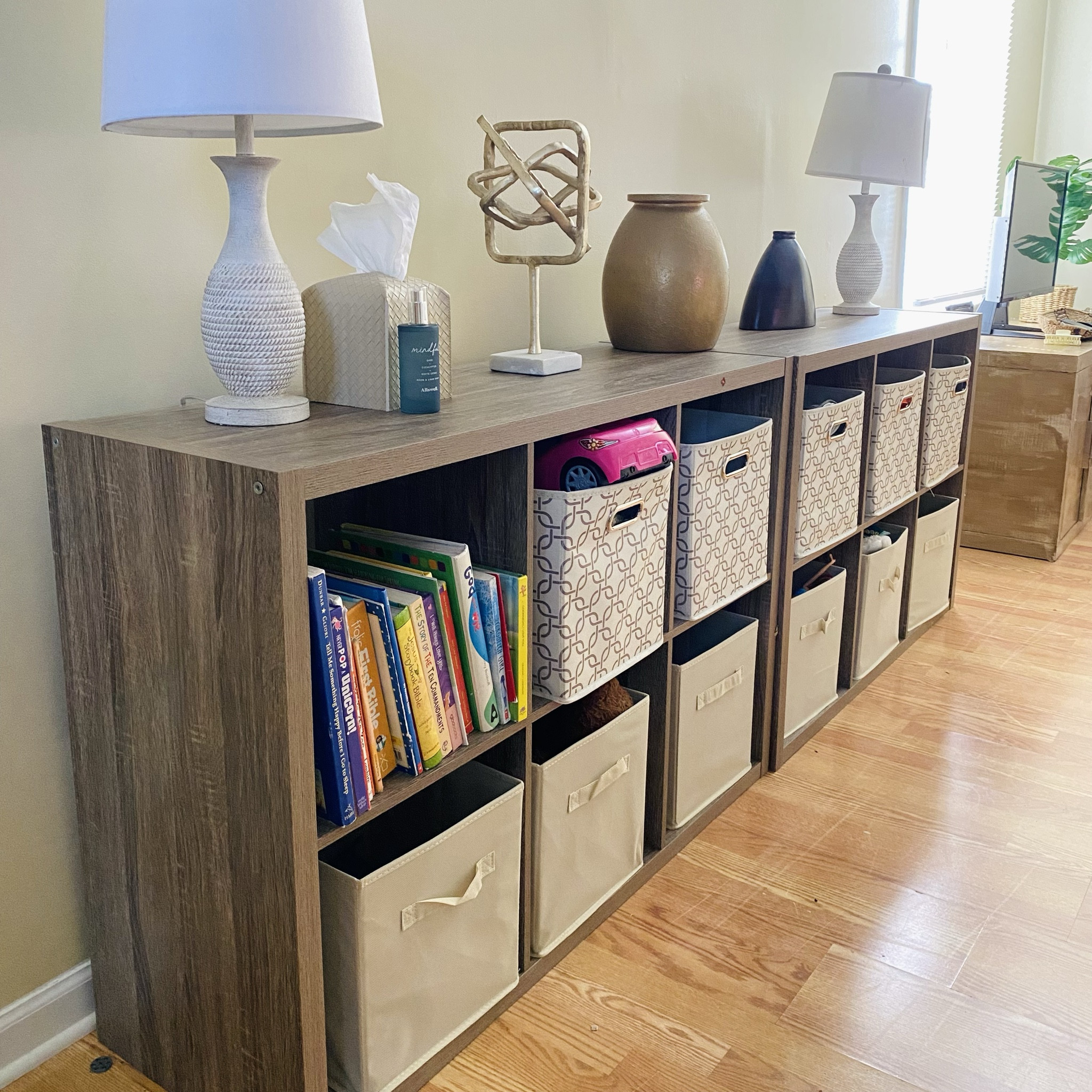 Play area behind the couch, but aesthetically pleasing still 🙌🏽 

#playarea #kids #playroom #livingroom #toystorage #toys #organization

#LTKxTarget #LTKhome #LTKkids
