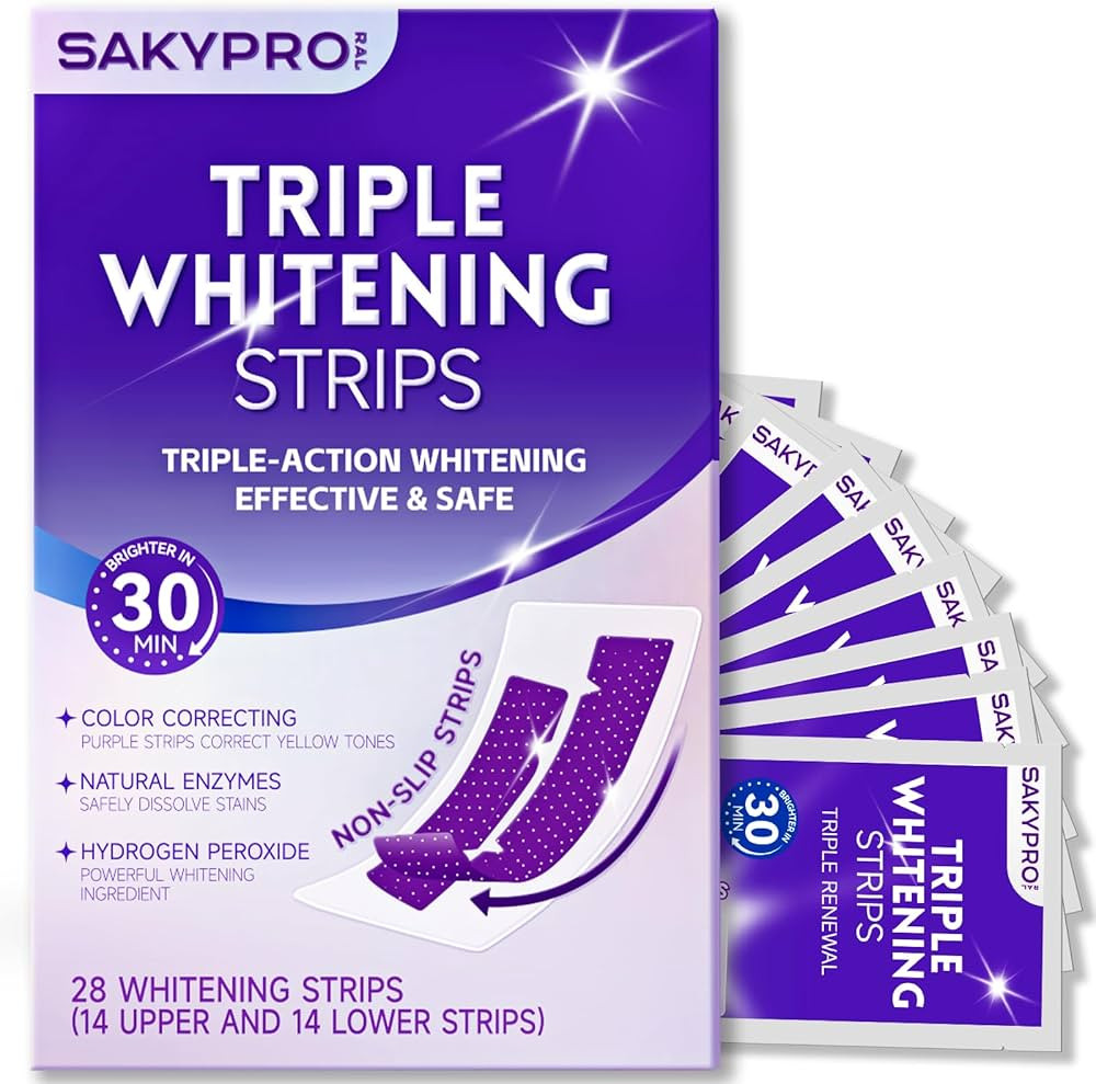 SAKYPRORAL Purple Whitening Strips, 90-Day Long-Lasting Results, Enamel Safe & Low-Sensitivity, P... | Amazon (US)