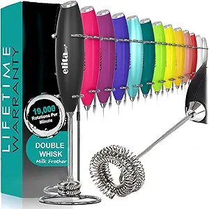 ElitaPro ULTRA-HIGH-SPEED MOTOR 19,000 RPM ! Milk Frother with DOUBLE WHISK and STAND, Upgraded M... | Amazon (US)
