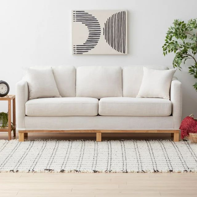 Gap Home Upholstered Wood Base Sofa, Cream - Walmart.com | Walmart (US)