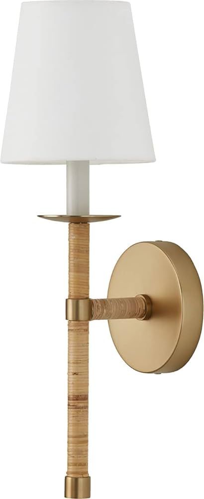 Capital Lighting 647211MA-705 Tulum White Fabric Shade with Handcraft Rattan Torchiere Wall Sconc... | Amazon (US)