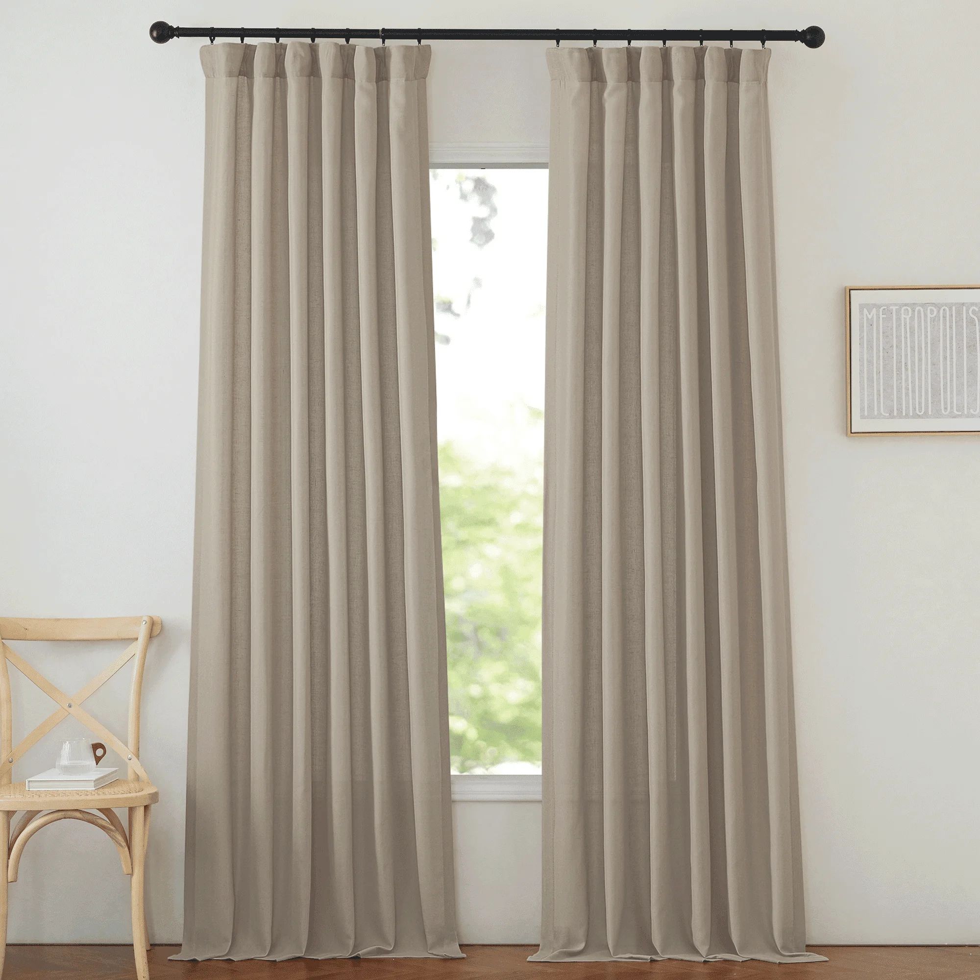 NICETOWN Flax Linen Curtains for Bedroom 84 inches Long, Thick Linen Curtains Hook Belt/Backtab/R... | Walmart (US)