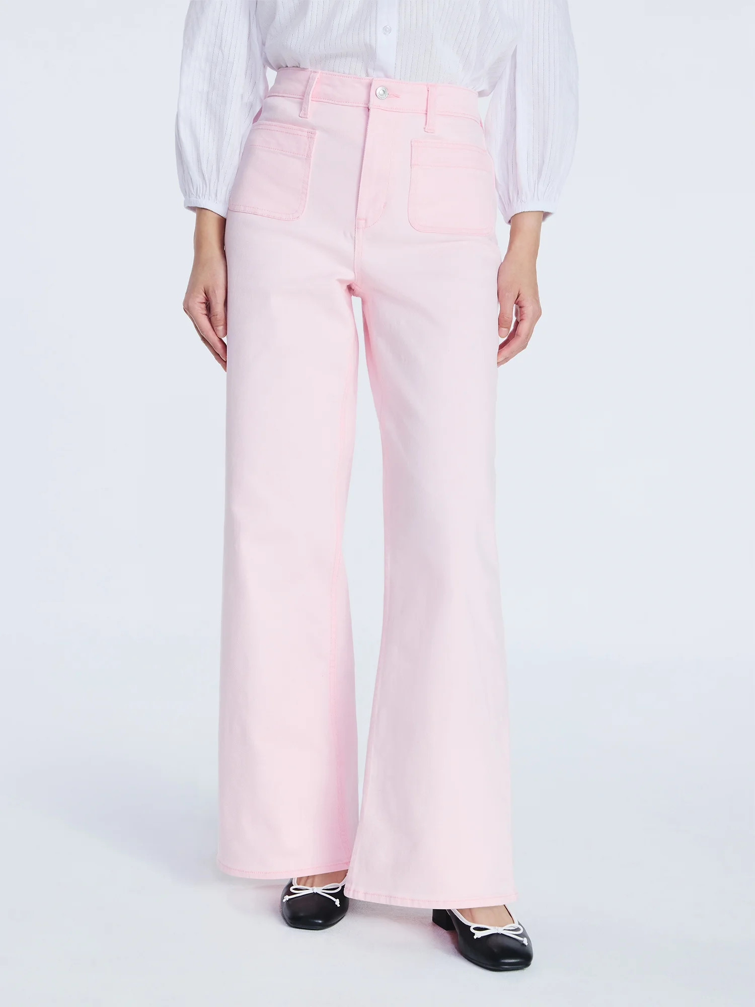 Free Assembly Women's and Women's Plus Wide Leg Jeans with Patch Pockets, 30", 32", and 34" Insea... | Walmart (US)