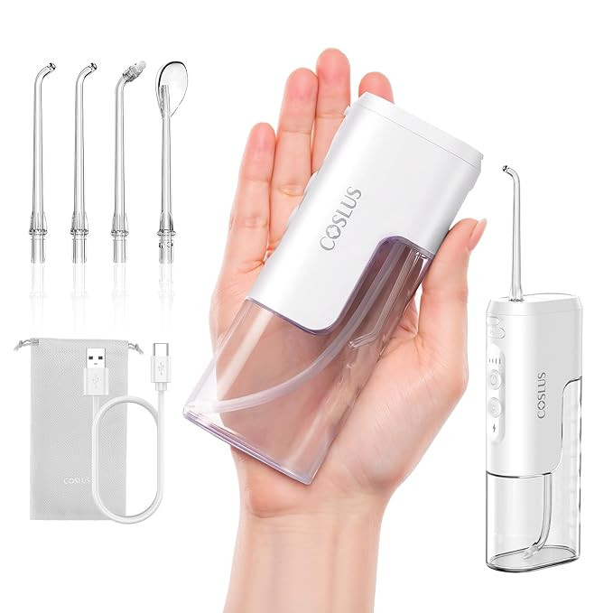 COSLUS Mini Water Flosser for Travel: Portable Compact Design, Cordless Oral Irrigator with 4 Jet... | Amazon (US)