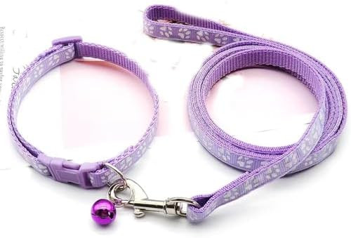 Purple Small Puppy Collar Girl Leash Set, Nylon Basic Reflective Puppy Collars Paw Print for XXS ... | Amazon (US)