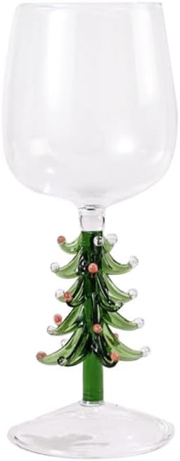 Necvior Elegant Christmas Wine Glasses Christmas Tree Glass Cup Decorative Wine Glasses For Holid... | Amazon (US)
