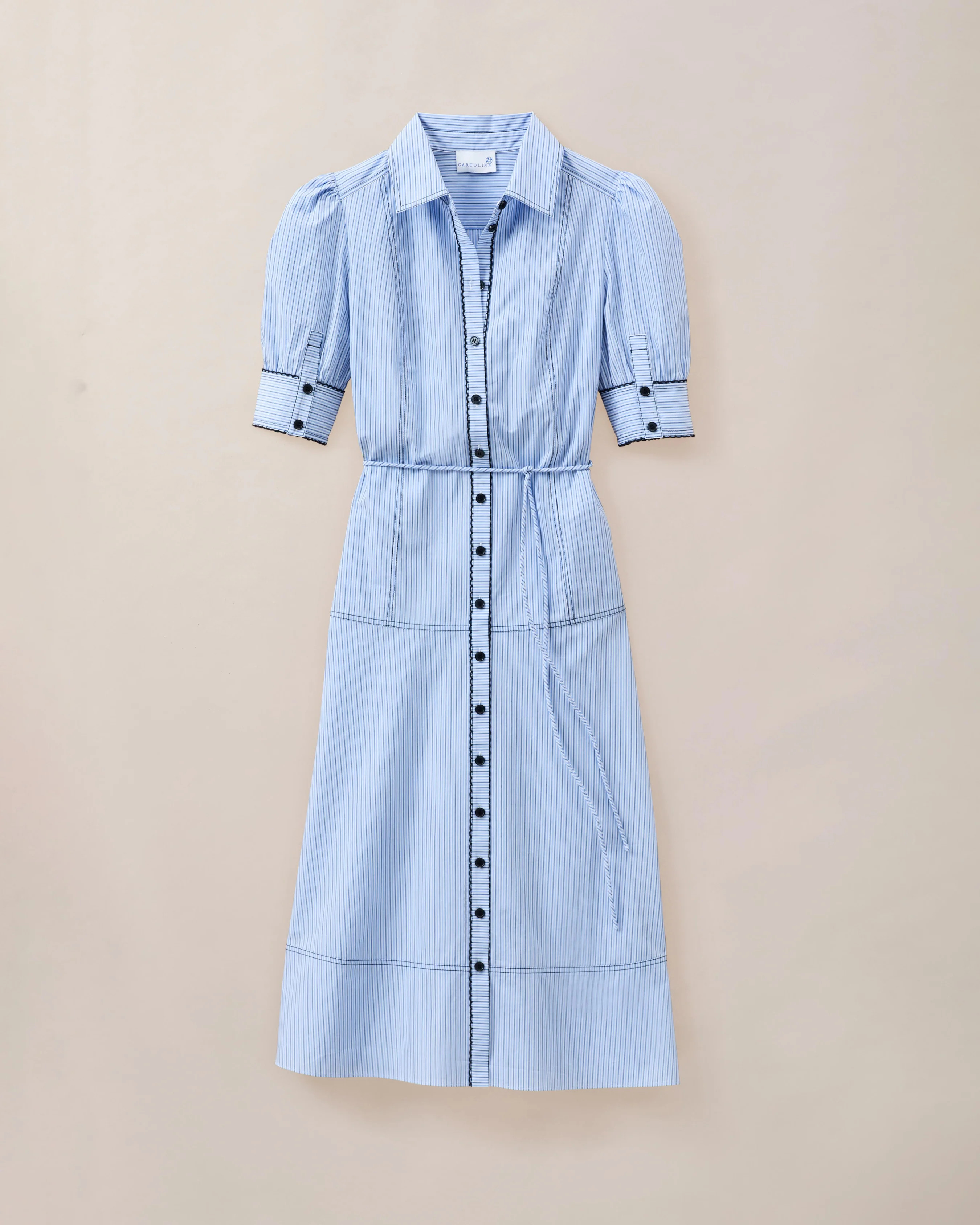 Francesca Maxi Dress-Maya Blue Stripe | Cartolina