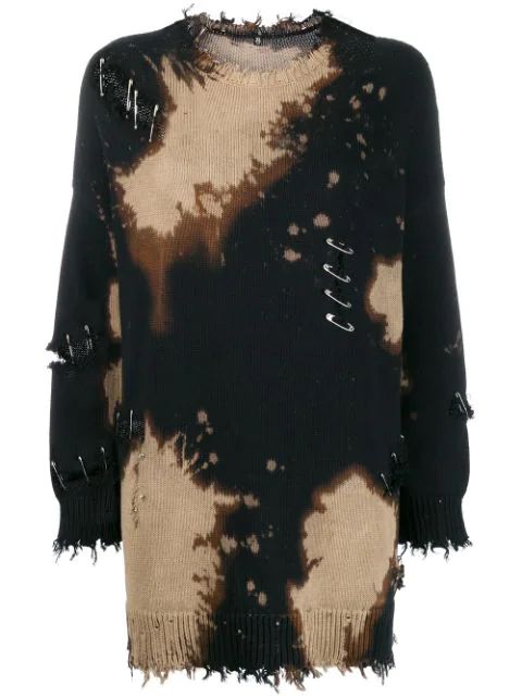 distressed sweater with safety pins | Farfetch (UK)