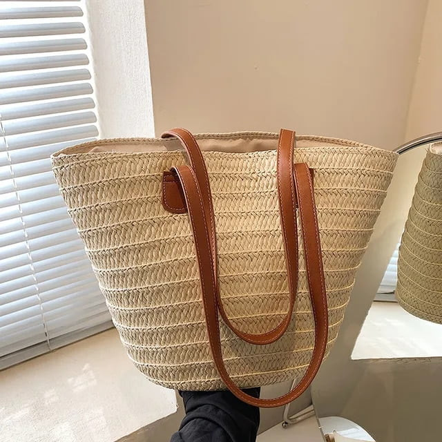 Kukuzhu Women Braided Basket Clutches Top-handle Bags Large Straw Portable Shoulder Bag Summer Be... | Walmart (US)