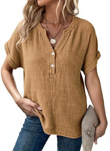 Dokotoo Womens Boho Tops for Women Spring 2026 Summer Shirts Casual Blouses Comfy Women's Clothing Cute Tops Vacation Beach Clothes Cruise Outfits Resort Wear 2026 | Amazon (US)