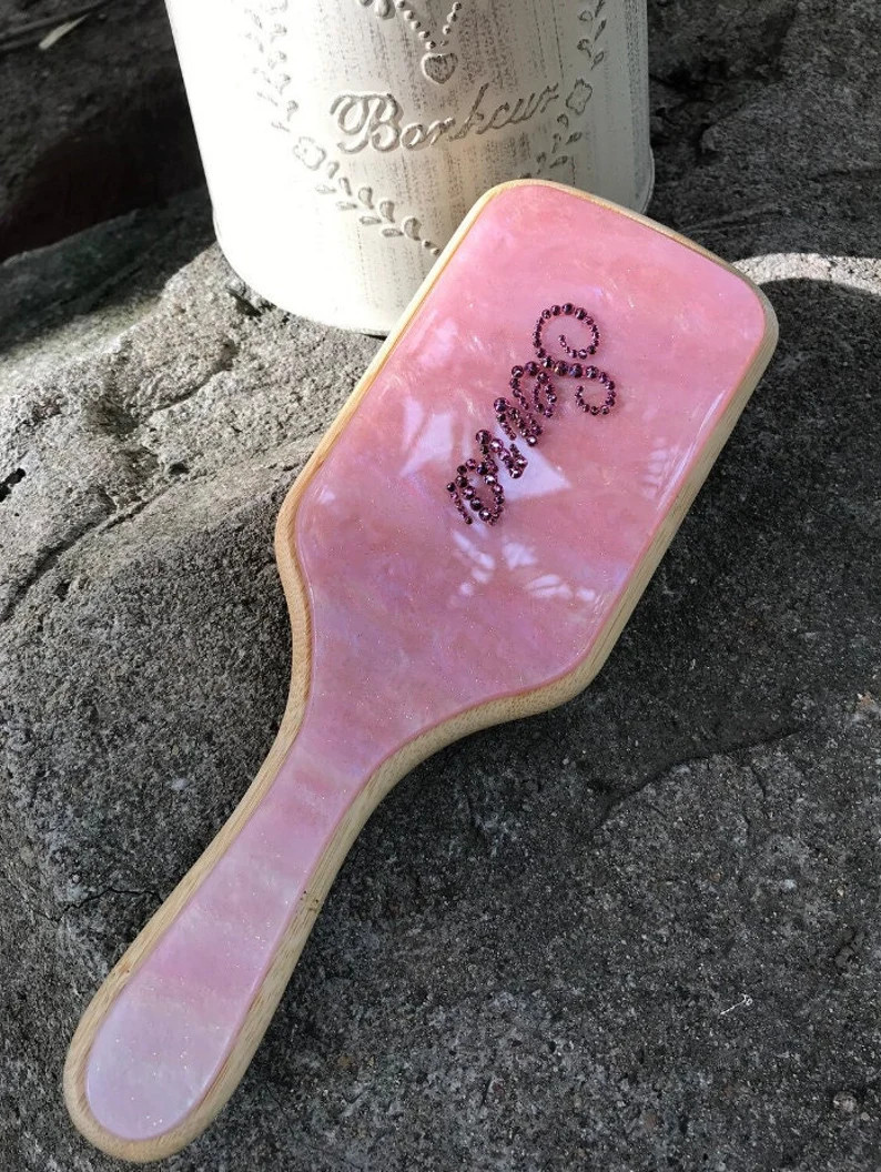 Custom Pink Paddle Brush,personalised Hairbrush,engraved Detangling Hairbrush,bridesmaid Gift,bir... | Etsy (US)
