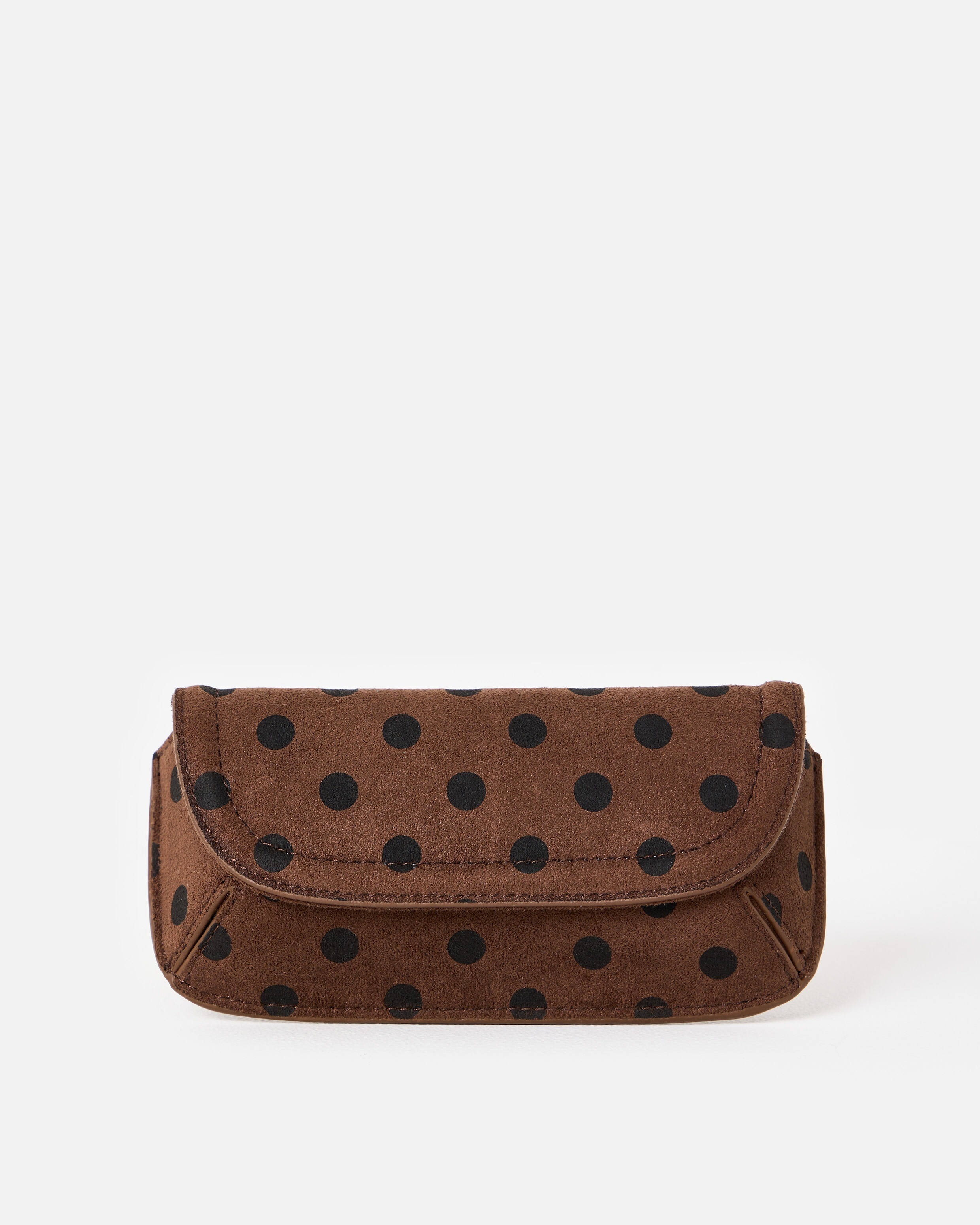 Carly Brown Polka Dot Faux Suede Glasses Case | Oliver Bonas (Global)