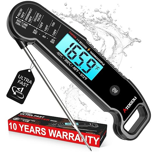 Meat Thermometer, Professional Food Thermometer, <1 Sec Instant Read, ±0.5℉ Accuracy, Thermoco... | Amazon (US)