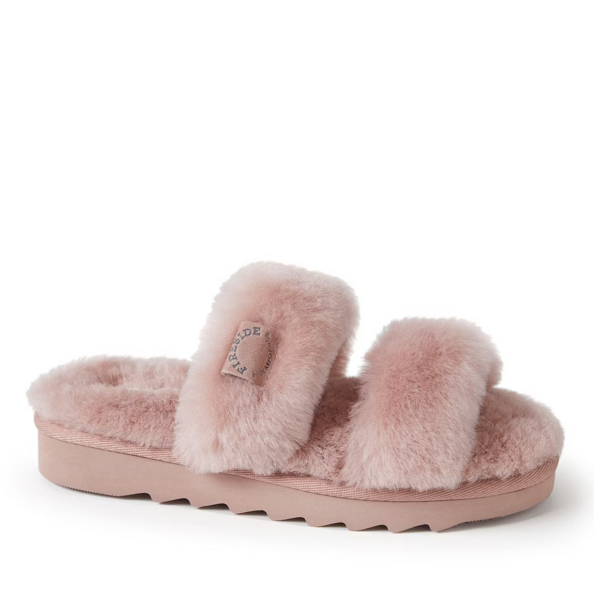 Dearfoams Women's Benalla Genuine Shearling Double Band Slide Slippers | Target