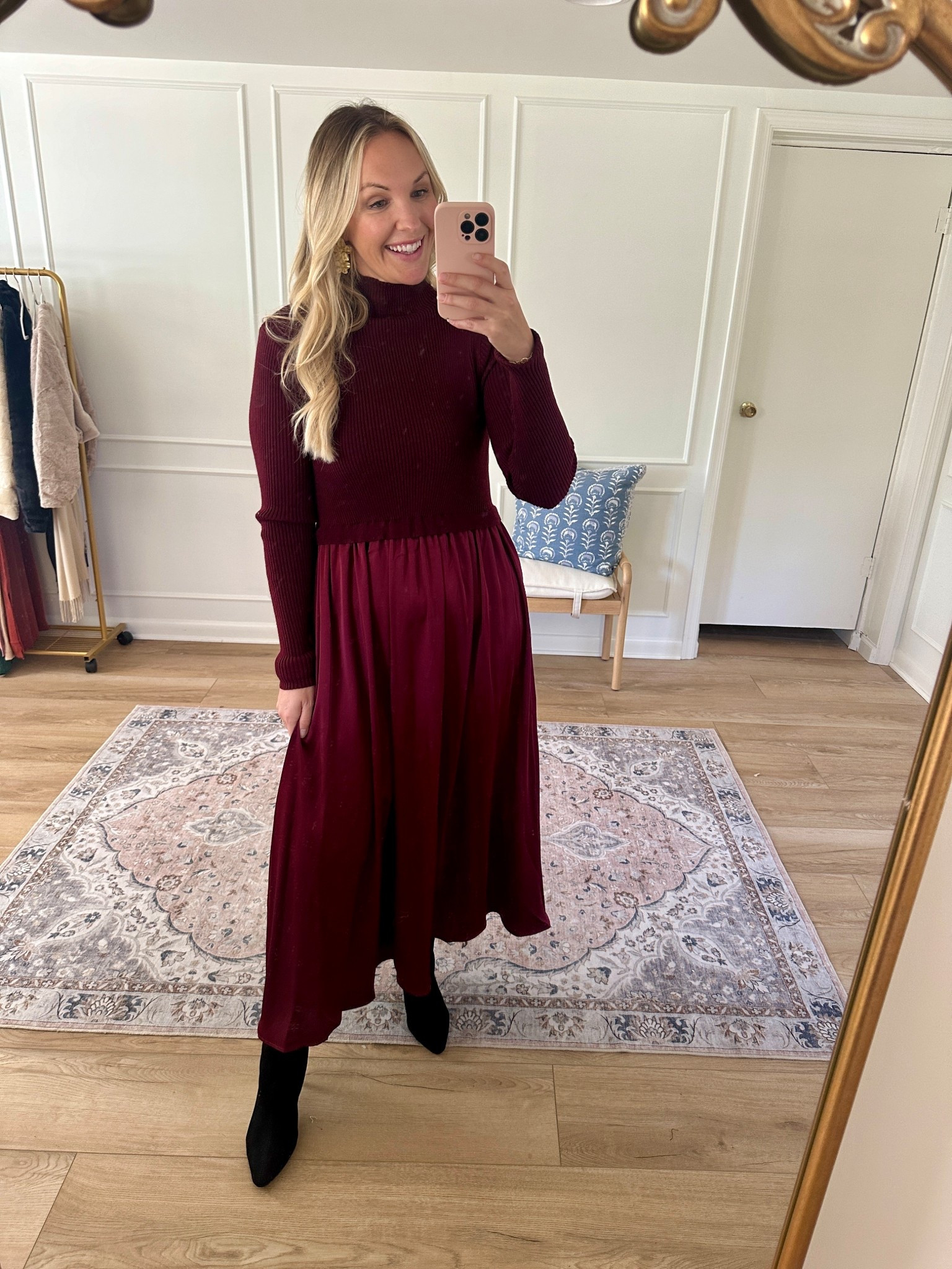 Long sleeve mixed media dress! Holiday outfit - wearing a med 

#LTKParties #LTKHoliday #LTKMidsize