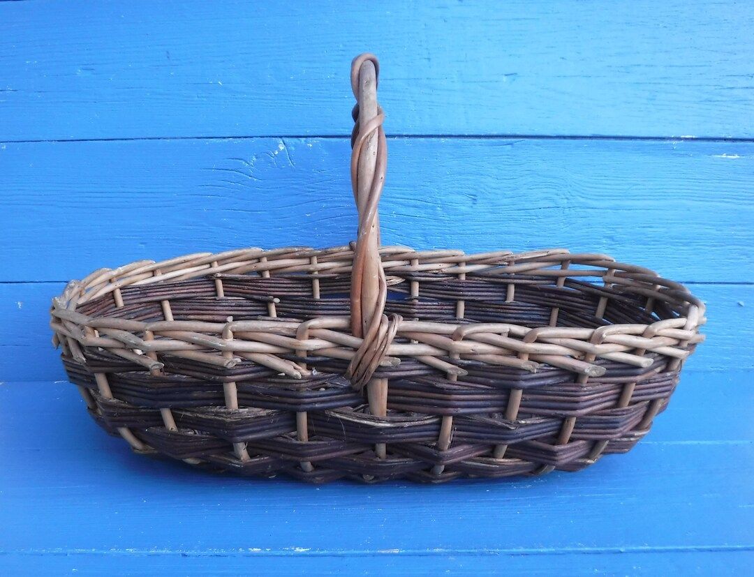 Vintage Long Wicker Shopping Basket | Etsy (UK)