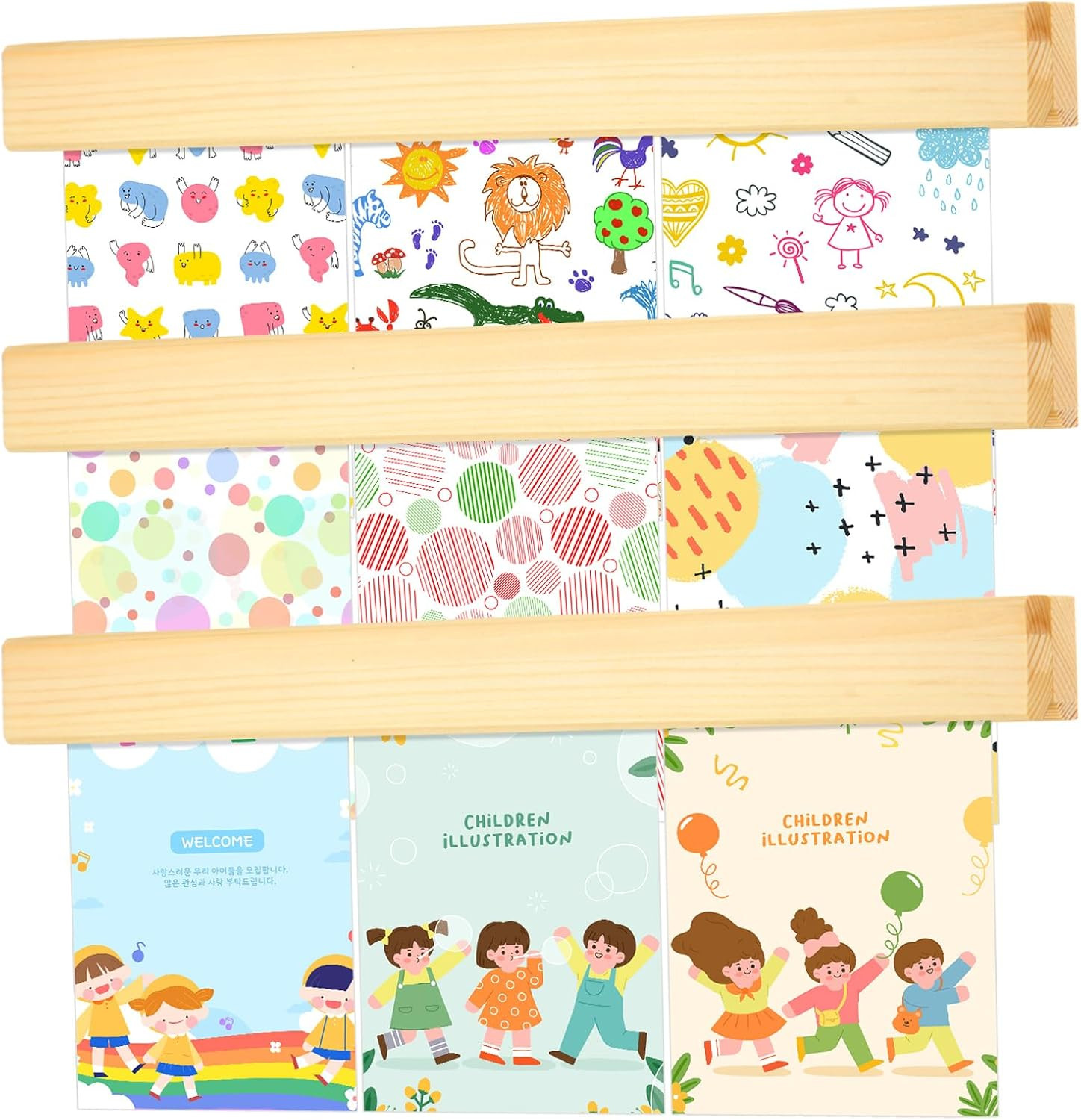 3 Pack Kids Wall Mounted Hanging Magnetic Artwork and Picture Display Bar for Displaying Pictures... | Amazon (US)