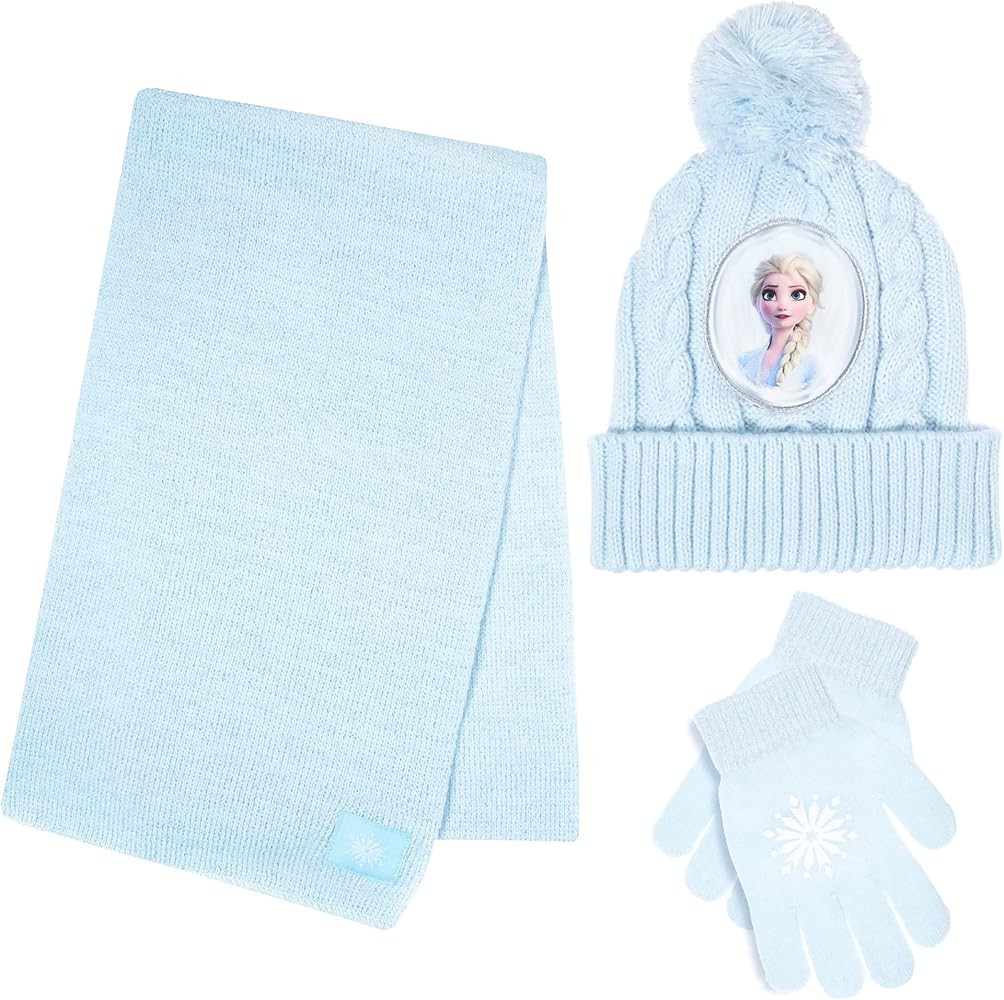 Disney Frozen Kid’s Winter Hat, Snow Gloves, and Scarf for Girls, 3 Pc. Set, Plush Warm Outdoor... | Amazon (US)