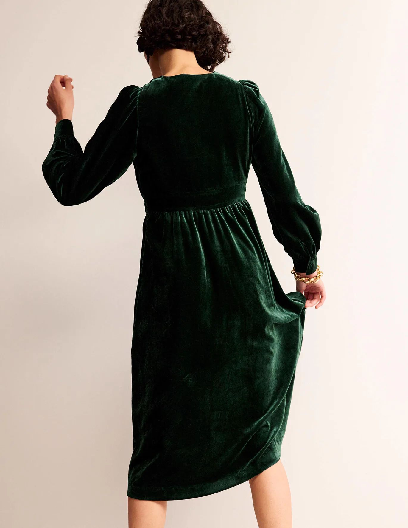 Elise Velvet Midi Dress - Chatsworth Green | Boden (UK & IE)