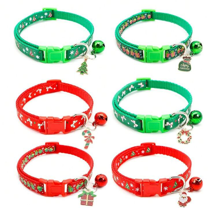 1pc Pet Christmas Collar, Deer, Snowflake Pattern Adjustable Cat & Dog Collar With Bell Pendant A... | SHEIN