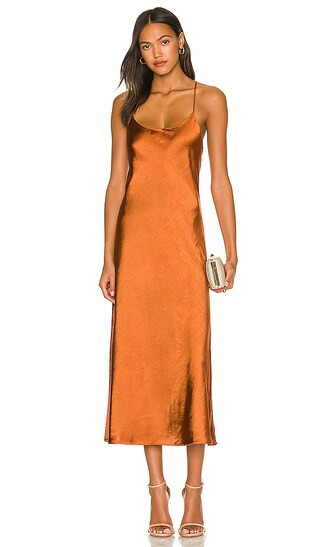 Makena Midi Dress in Rust | Revolve Clothing (Global)