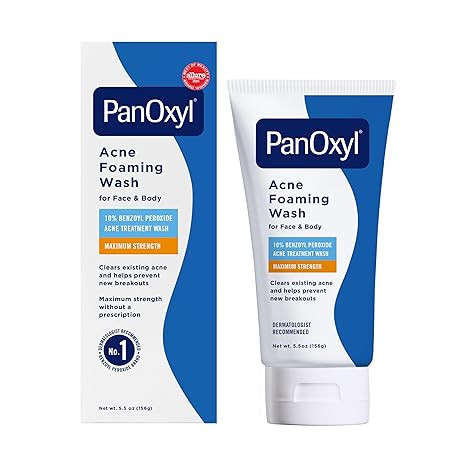 PanOxyl 10% Benzoyl Peroxide Acne Foaming Wash, Maximum Strength, Daily Acne-Fighting Face and Bo... | Amazon (US)