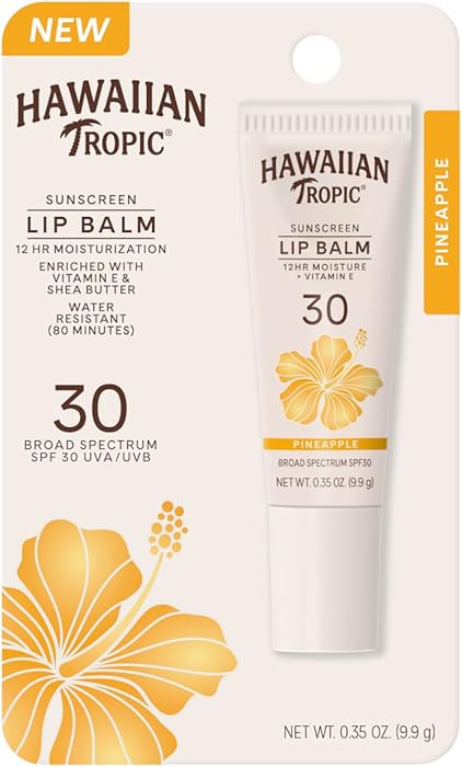 Hawaiian Tropic Lip Sunscreen SPF 30, Pineapple | SPF Lip Balm, Beach Essentials, Travel Size Sun... | Amazon (US)
