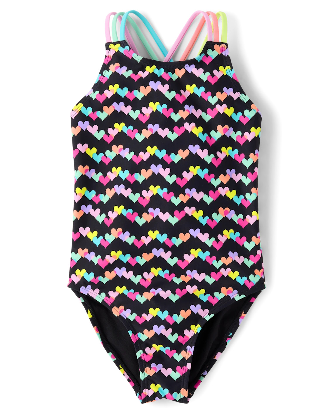Girls Print Cross Back One Piece Swimsuit - black | The Children's Place