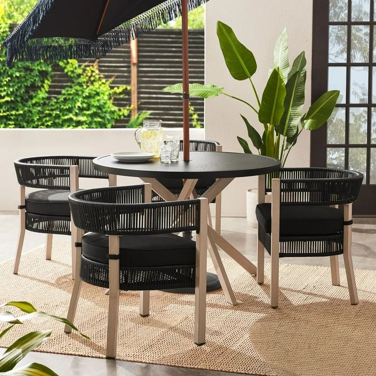 Better Homes & Gardens Tarren 5-Piece Outdoor Dining Set, Black - Walmart.com | Walmart (US)