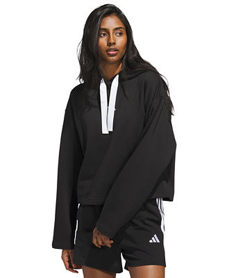 Women's Fleece 3-Stripes Loose-Fit Hoodie | Macy's