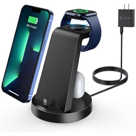 Charging Station for Multiple Devices Apple, 3 in 1 Charging Station for iPhone/iWatch/AirPods, 15W  | Amazon (US)
