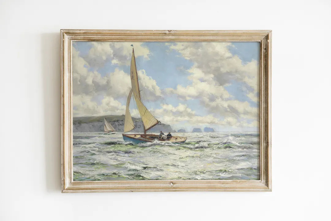 Vintage Sailing Painting Print, Nautical Maritime Painting, Vintage Print, Elegant Sea Wall Art -... | Etsy (US)