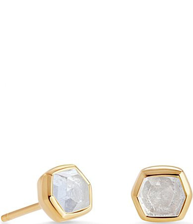 Kendra Scott Davie 14K Gold Stud Earrings - Rock Crystal | Dillard's