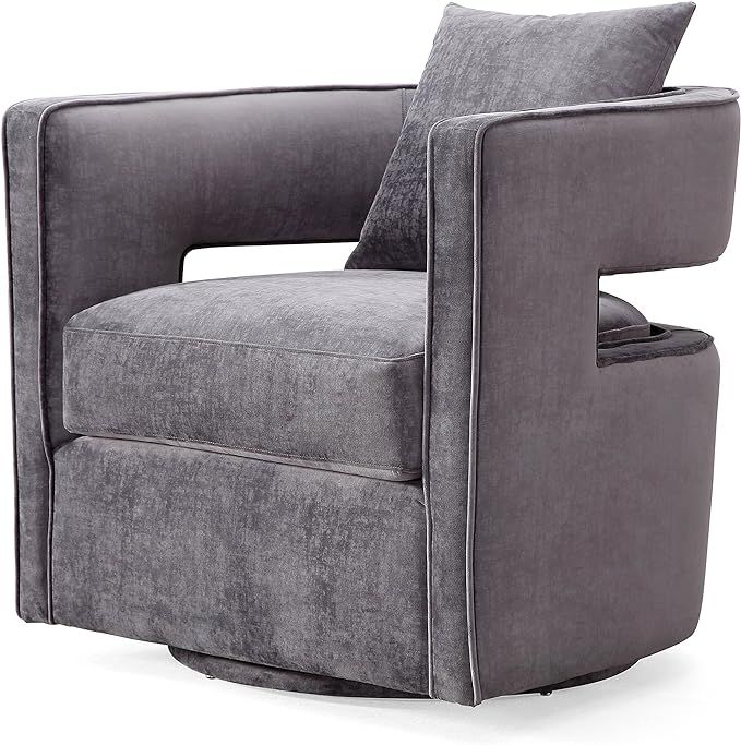 TOV Furniture Kennedy Modern Handmade Velvet Swivel Chair, Gray | Amazon (US)