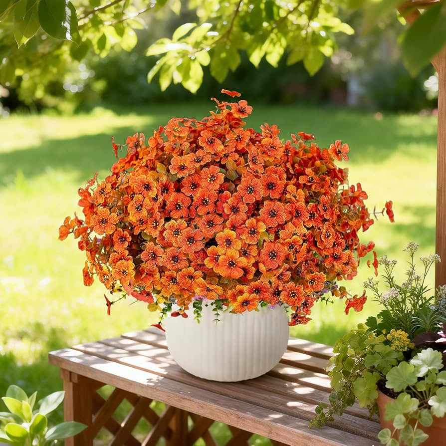 Artificial Flowers for Outdoors, 12 Bundles Fake Daisy Flowers Spring Decor, UV Resistant Faux Fl... | Amazon (US)