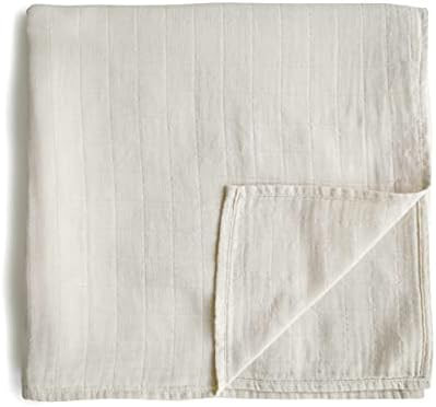 mushie Muslin Baby Swaddle Blanket | 100% Organic Cotton (Fog) | Amazon (US)
