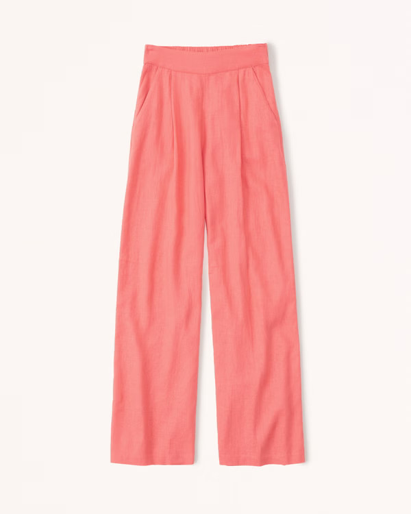 Linen-Blend Pull-On Wide Leg Pants | Abercrombie & Fitch (US)