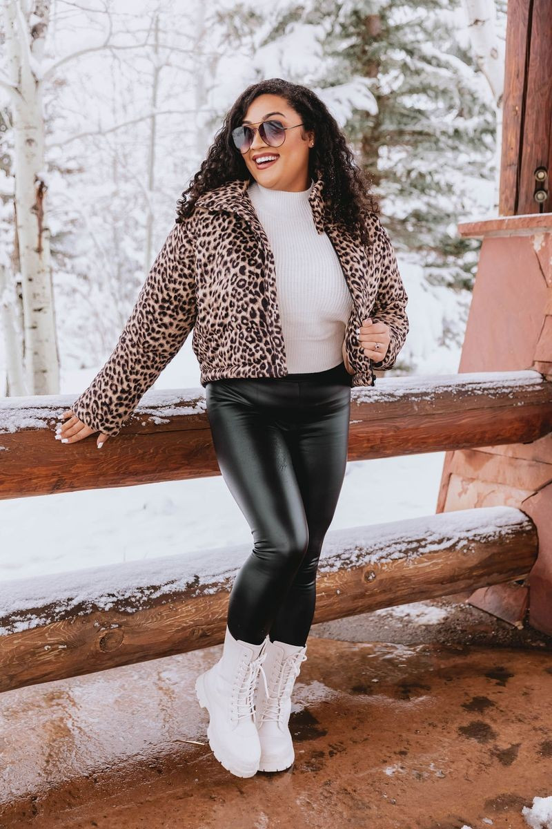 Make You Believe Brown Cropped Animal Print Puffer Jacket | The Pink Lily Boutique