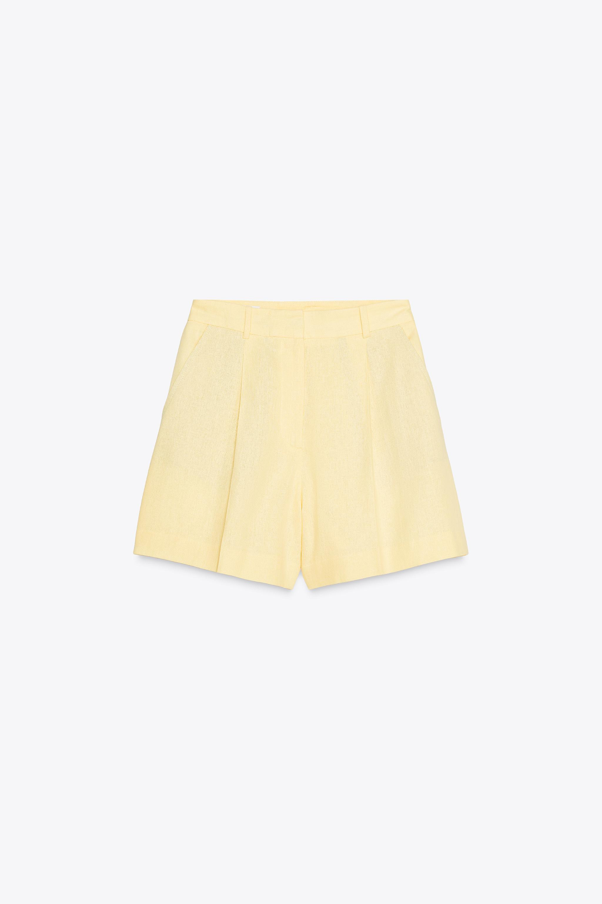 HIGH-WAISTED LINEN SHORTS | Zara US