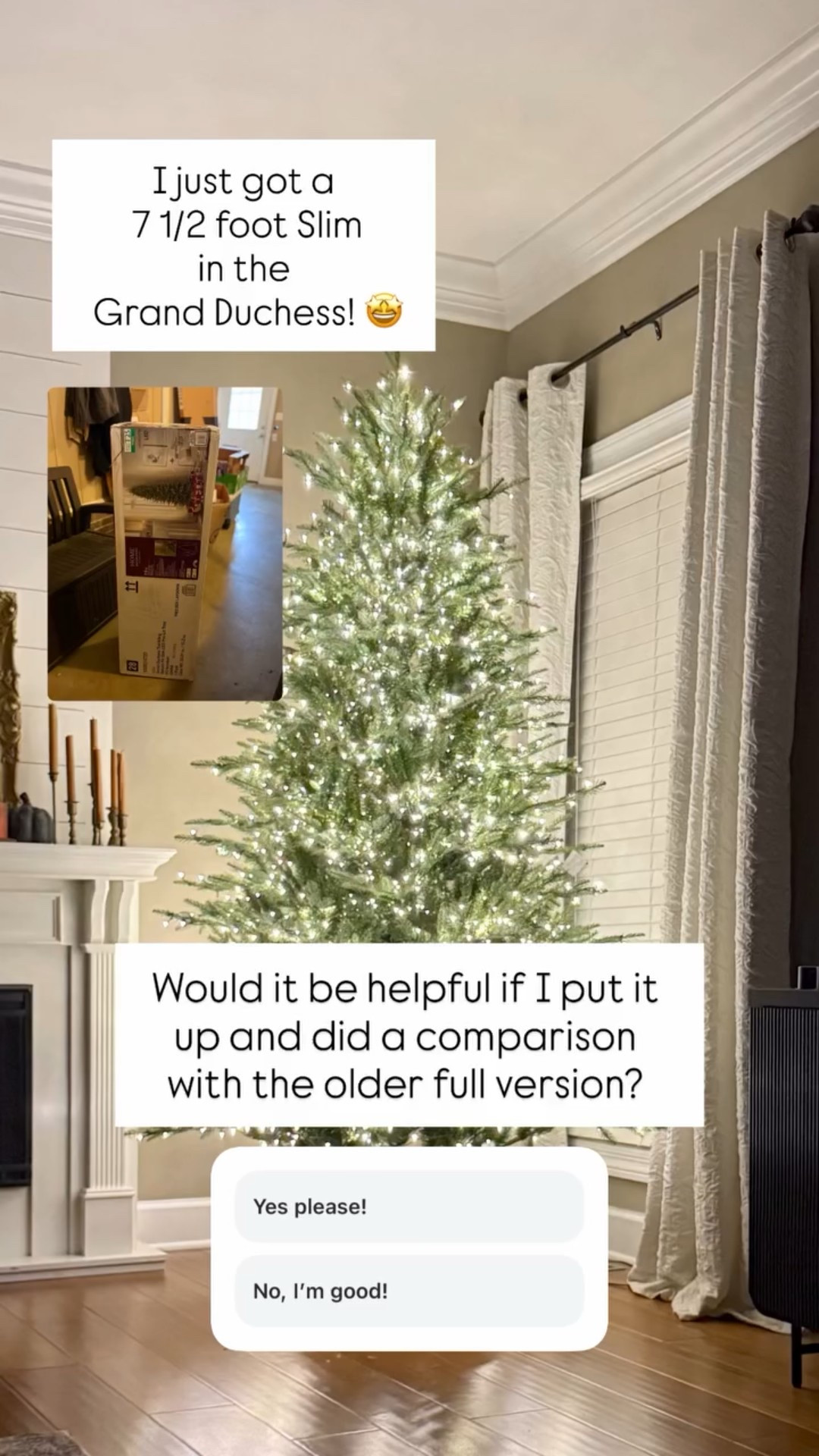 I just got a 7 1/2 foot Slim in the
Grand Duchess! 🤩 Would it be helpful if I put it up and did a comparison with the older full version? Let me know if you’d like to see! 

#LTKHome #LTKSeasonal